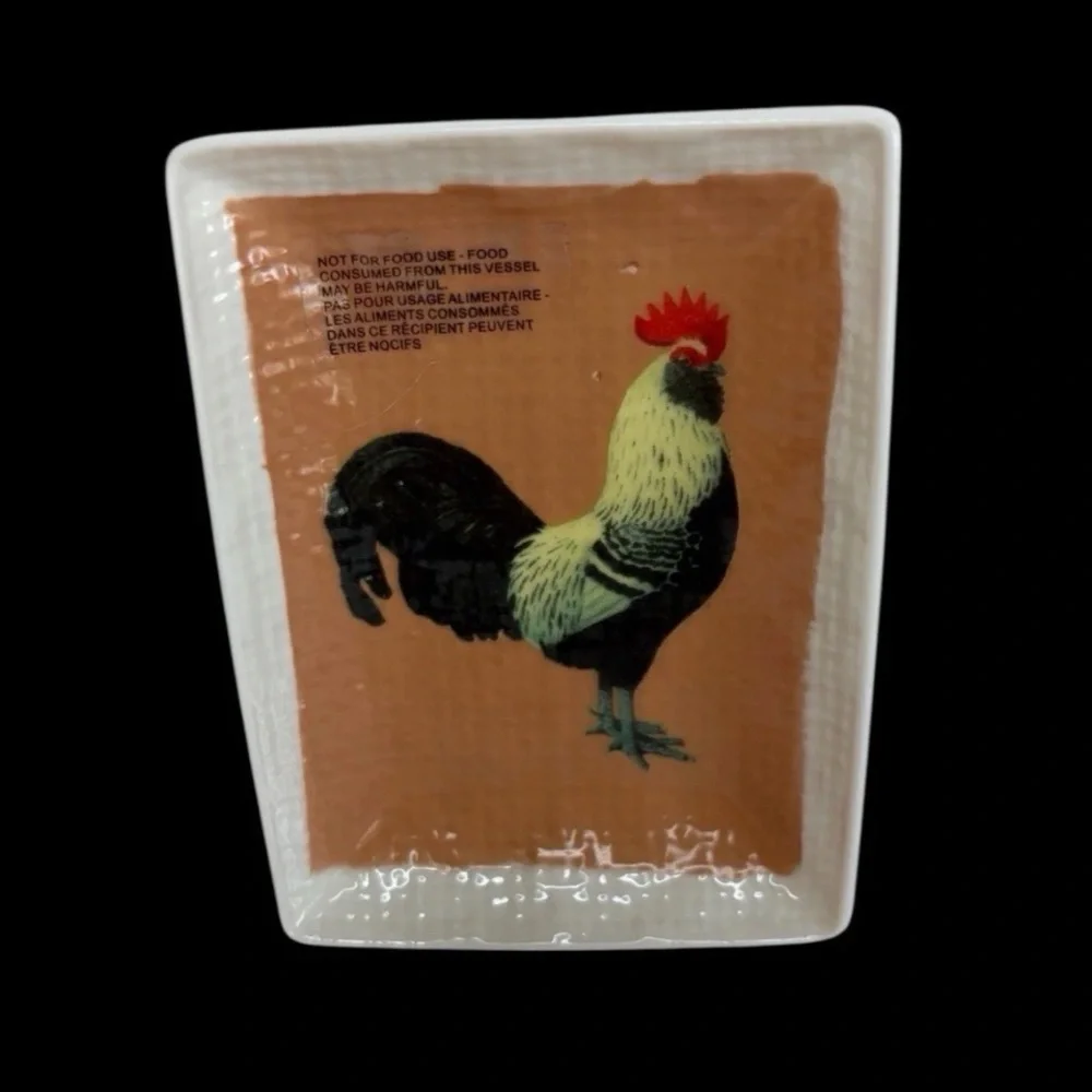 Ashland Trinket Mini Dish Tray Rooster Chicken Hen Farmhouse Country Decor Brown